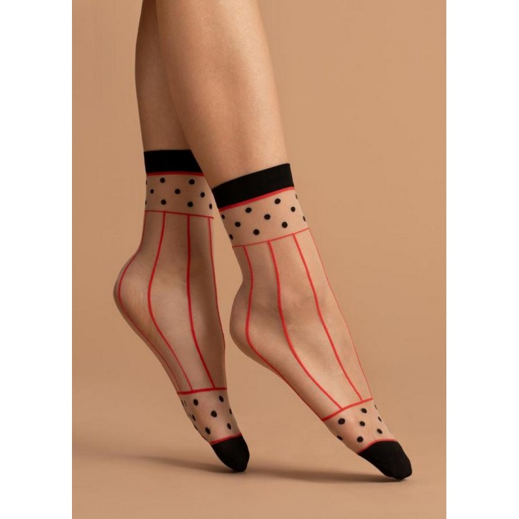 Носки женские эластичные 1091/G SPICY black/red 15 den, FIORE