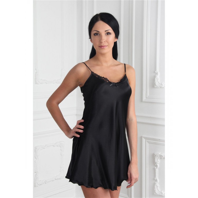 Короткая атласная сорочка 2902-black, Felisse