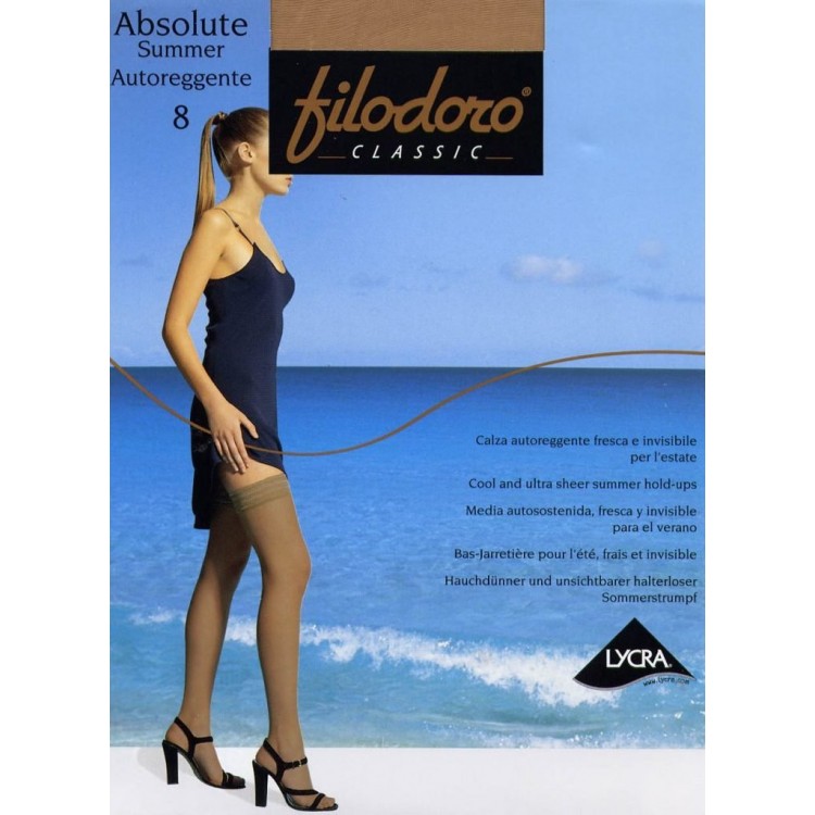 Чулки женские на силиконе Absolute Summert 8-nero, Filodoro Classic