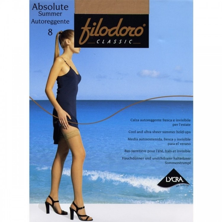 Тонкие самодержащиеся чулки Absolute Summer 8 - nero, Filodoro Classic