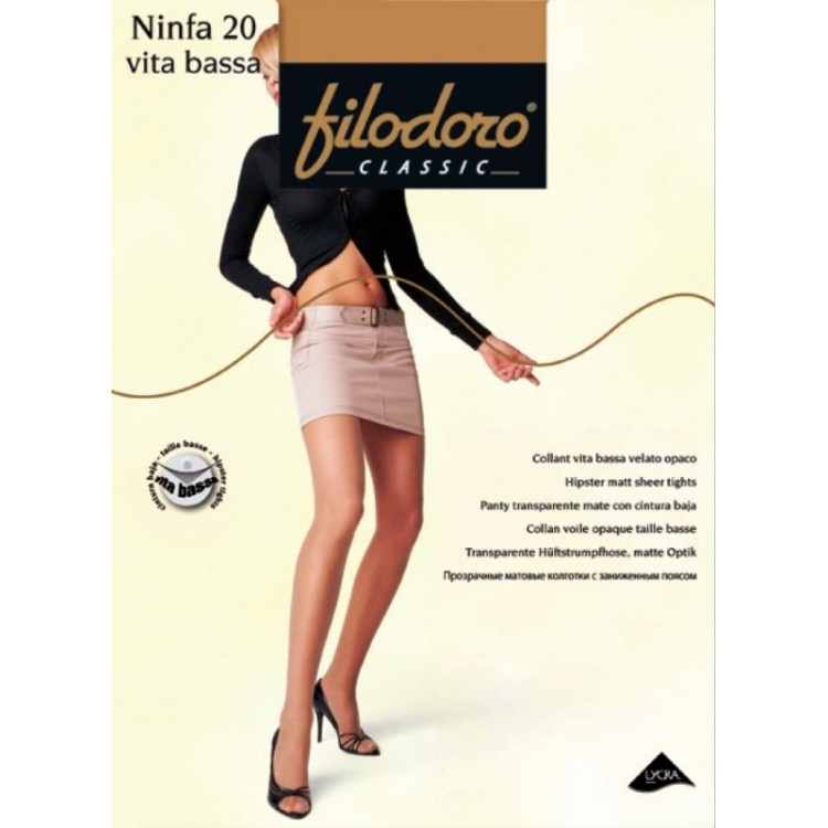 Колготки женские матовые с заниженной талией Ninfa 20 Vita Bassa - nero, Filodoro Classic