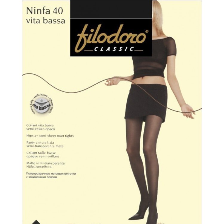 Матовые женские колготки с заниженной талией Ninfa 40 Vita Bassa - nero, Filodoro Classic
