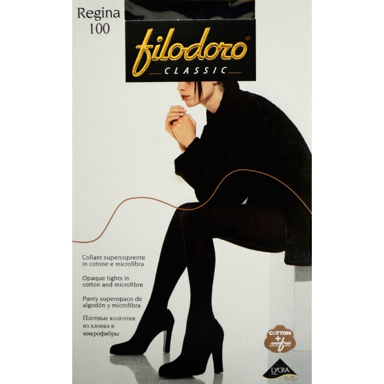 Плотные колготки из хлопка и микрофибры Regina 100 XL, Filodoro Classic