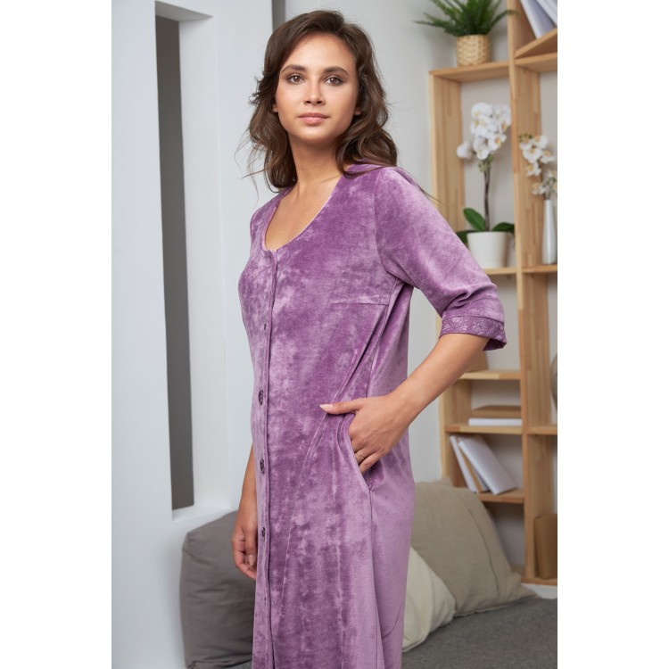 Велюровый халат на пуговицах ADEL dry rose, Five Wien