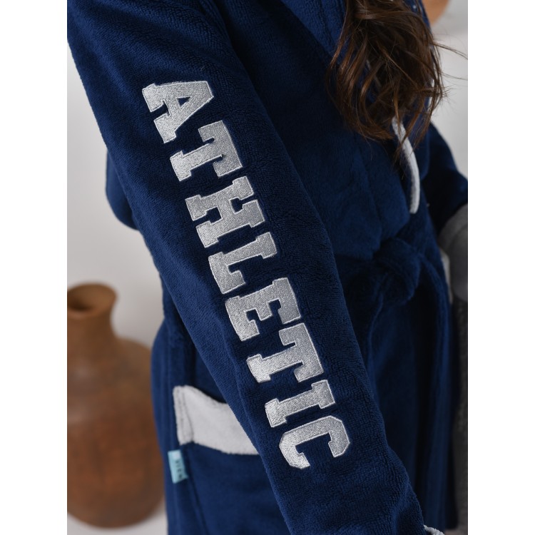 Халат женский спортивный с капюшоном ATHLETIC Light синий, Five Wien