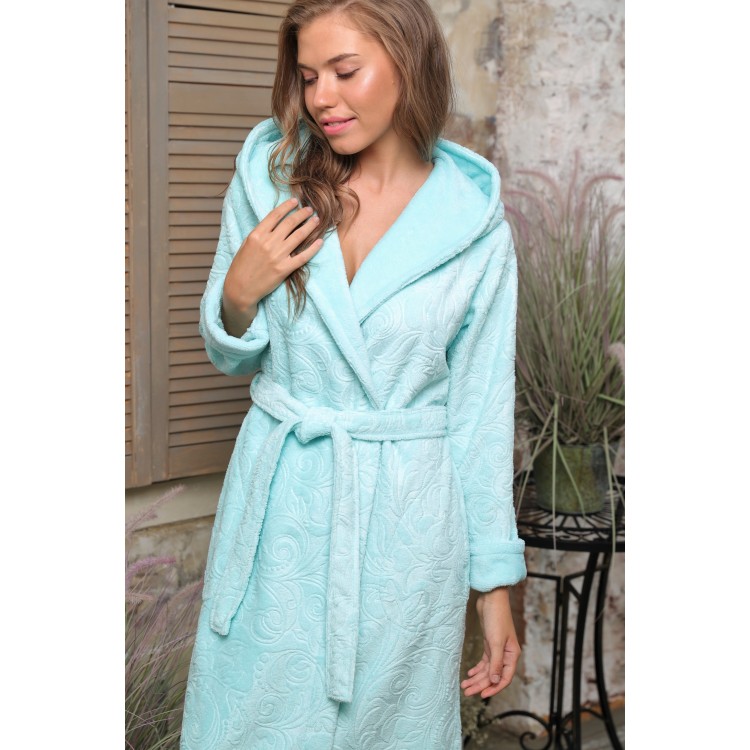 Женский бамбуковый халат с капюшоном Belinda-turquoise, Five Wien