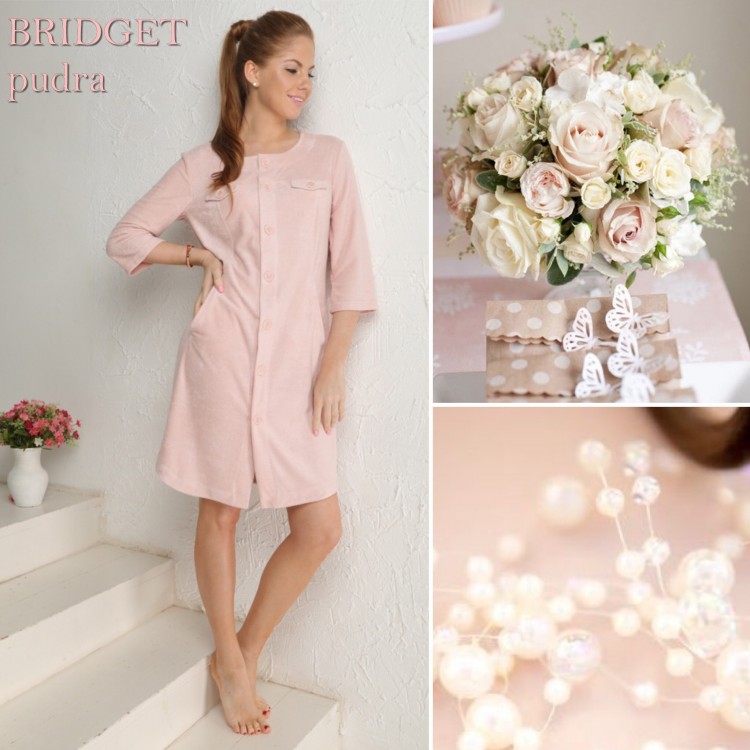 Женский бамбуковый халат на пуговицах Bridget-powder, Five Wien