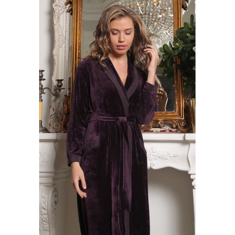 Женский велюровый халат Burlesk-plum, Five Wien