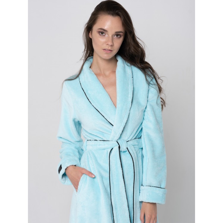 Длинный женский махровый халат ELEGANCE LINE ментол, Five Wien Длинный женский махровый халат ELEGANCE LINE ментол, Five Wien