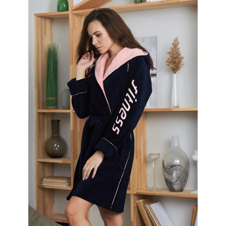 Женский спортивный халат с капюшоном FITNESS (Peach), Five Wien