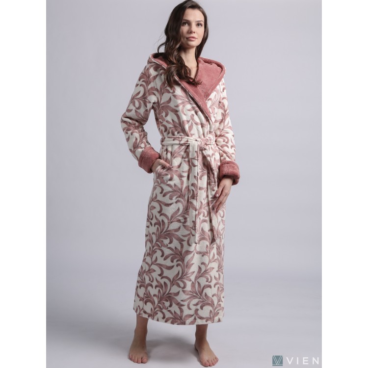 Халат махровый женский с капюшоном GABRIELLE old rose, Five Wien