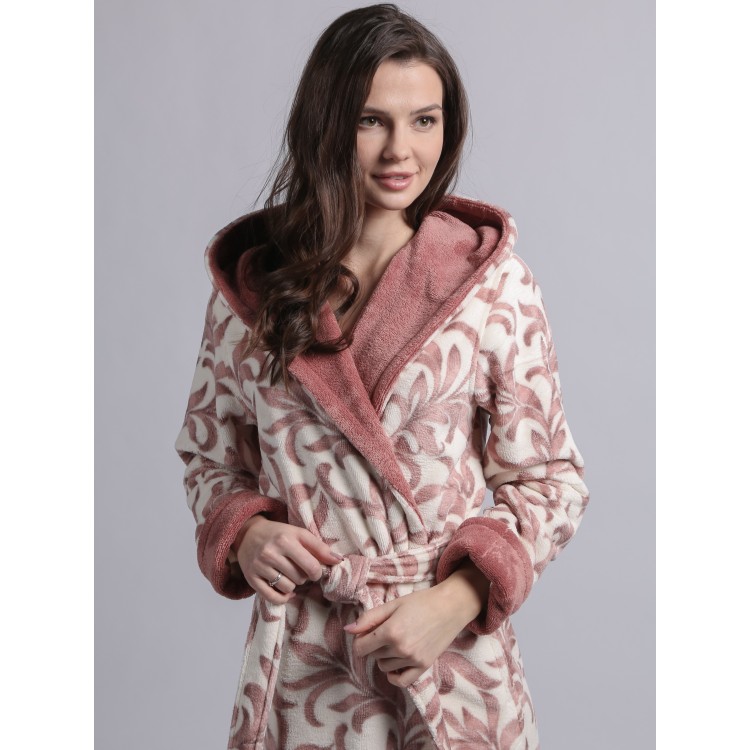 Халат махровый женский с капюшоном GABRIELLE old rose, Five Wien
