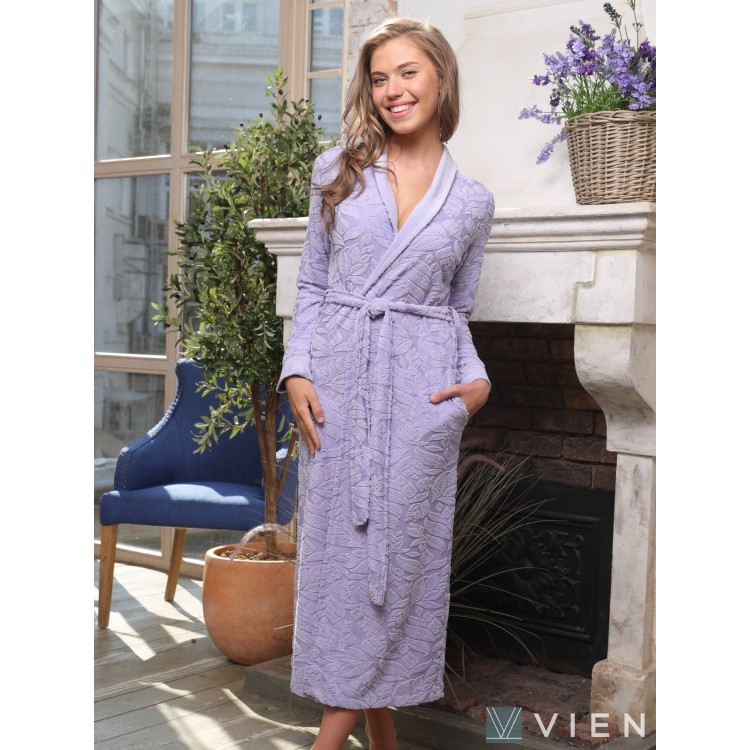 Женский трикотажный халат из бамбука JIZEL violet, Five Wien