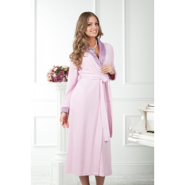 Женский трикотажный халат из бамбука  LUIZA pink, Five Wien