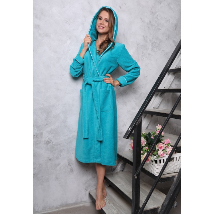 Женский махровый халат из бамбука Leticia-turquoise, Five Wien
