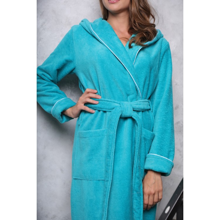 Женский махровый халат из бамбука Leticia-turquoise, Five Wien