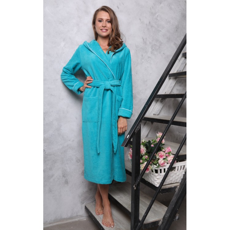 Женский махровый халат из бамбука Leticia-turquoise, Five Wien