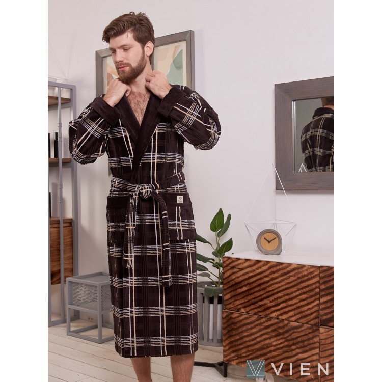 Халат мужской махровый LUX COTTON chokolate, Five Wien