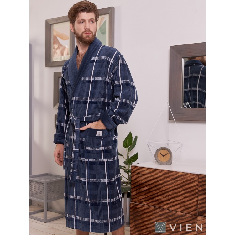 Халат мужской махровый LUX COTTON denim, Five Wien