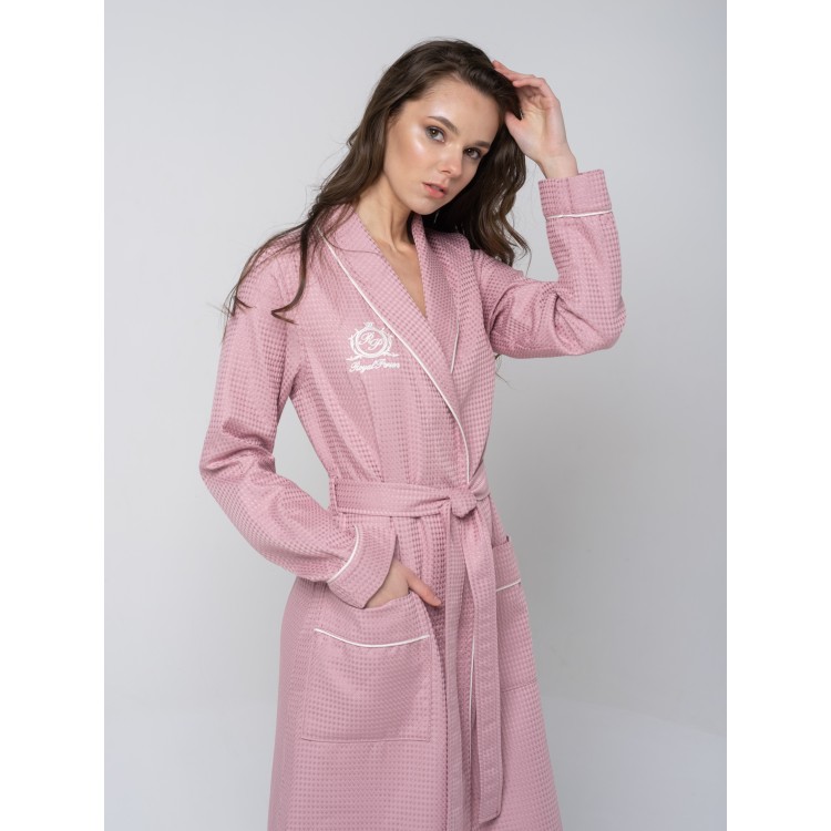 Длинный женский вафельный халат MONACO (dry rose), Five Wien