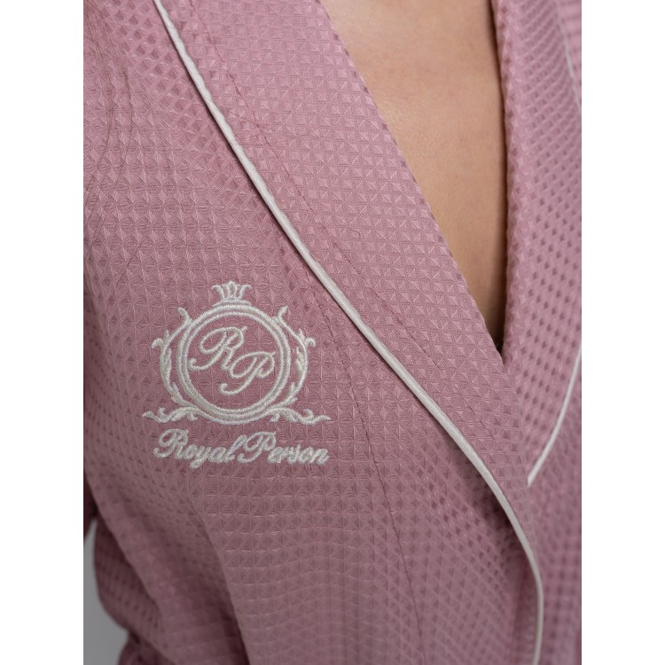 Длинный женский вафельный халат MONACO (dry rose), Five Wien