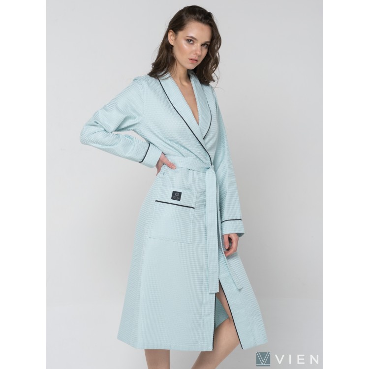 Длинный женский вафельный халат TRENDY WAFFLE (mint), Five Wien
