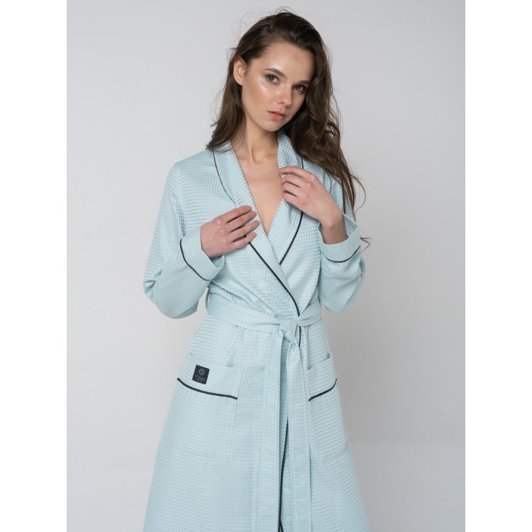 Длинный женский вафельный халат TRENDY WAFFLE (mint), Five Wien