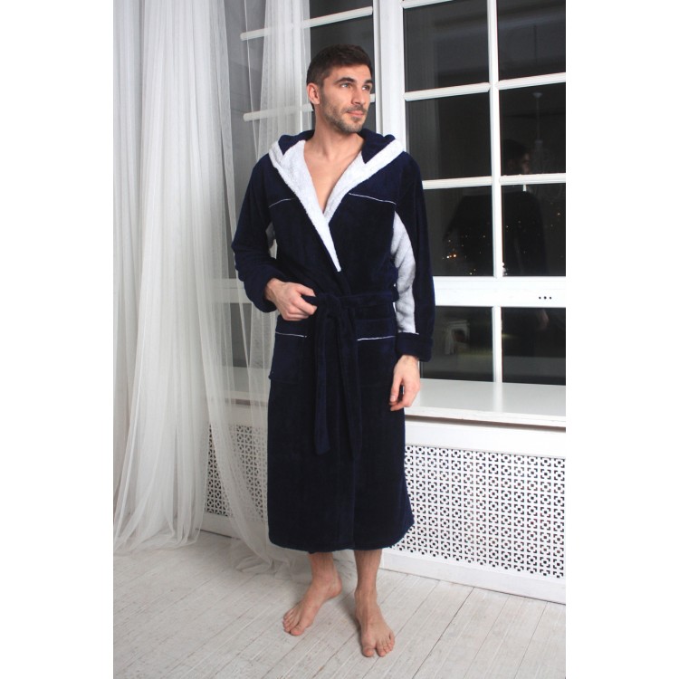 Мужской  халат из велсофта  ARMATA SPORT blue, Five Wien