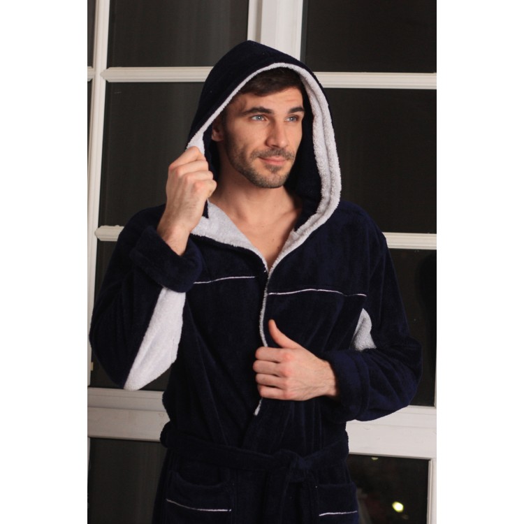 Мужской  халат из велсофта  ARMATA SPORT blue, Five Wien