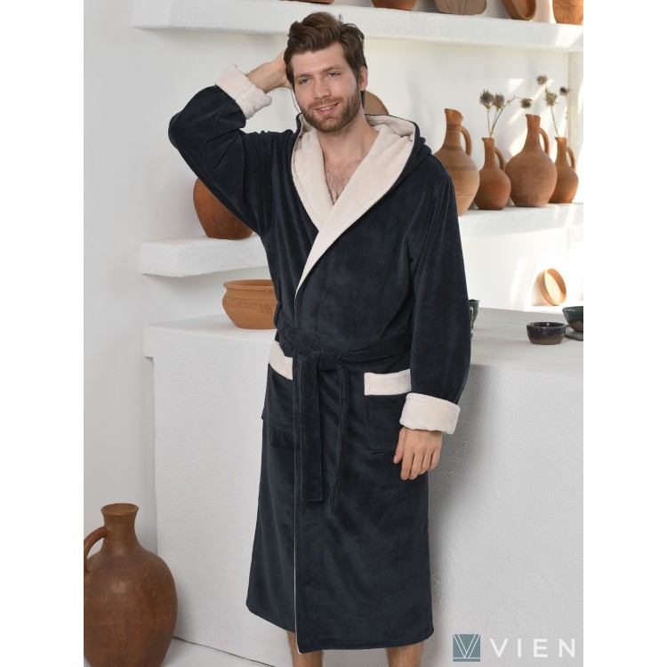 Халат мужской махровый с капюшоном ALEANDRO anthracite, Five Wien