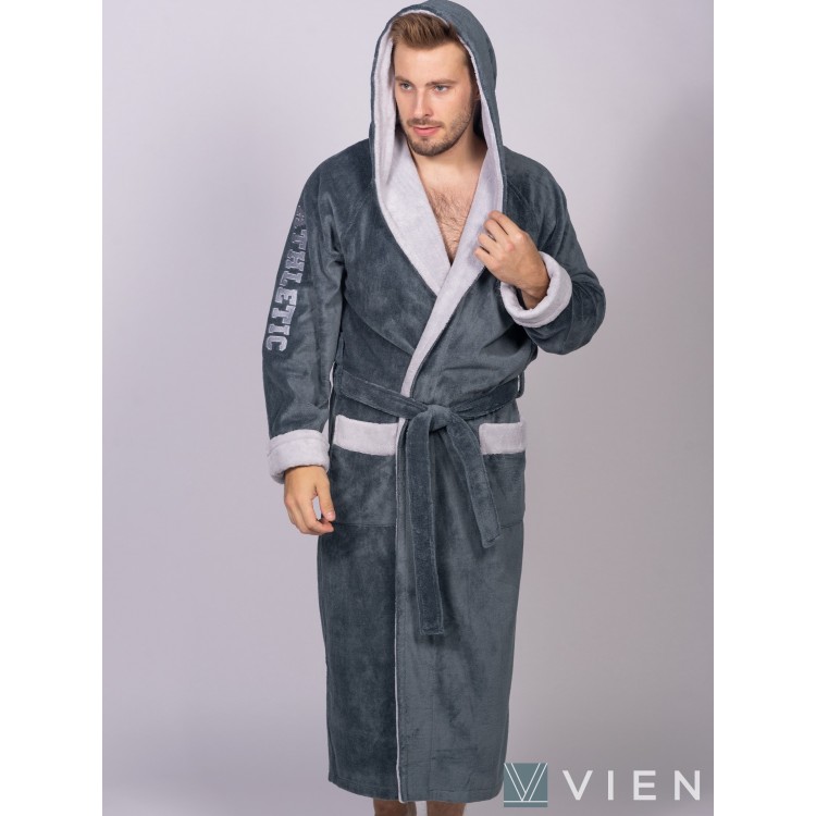Мужской спортивный халат с капюшоном ATLETIK grey, Five Wien