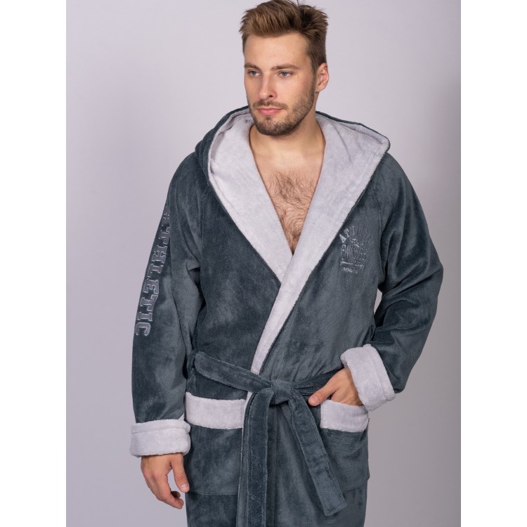 Мужской спортивный халат с капюшоном ATLETIK grey, Five Wien