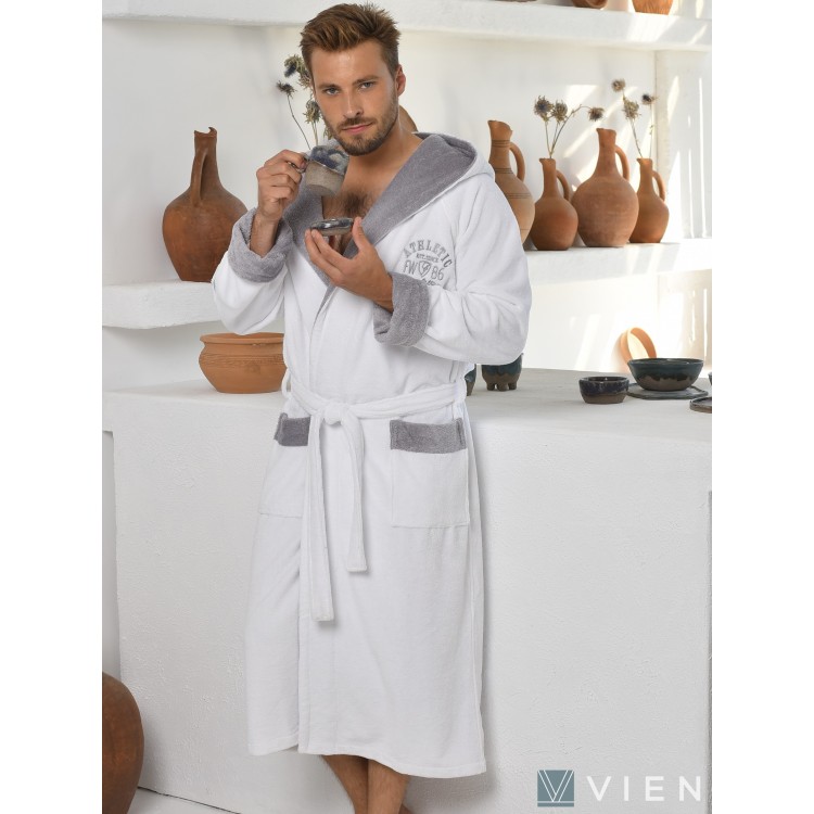 Мужской спортивный халат с капюшоном ATLETIK white, Five Wien