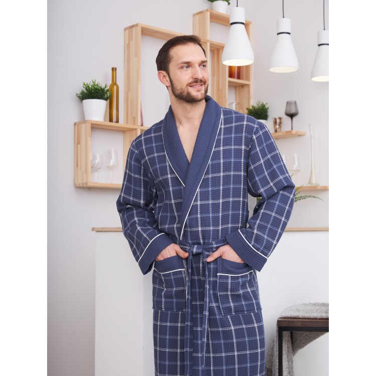 Мужской вафельный халат BENJAMIN - denim, Five Wien