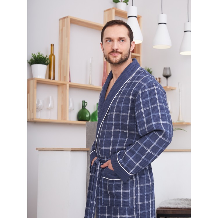 Мужской вафельный халат BENJAMIN - denim, Five Wien