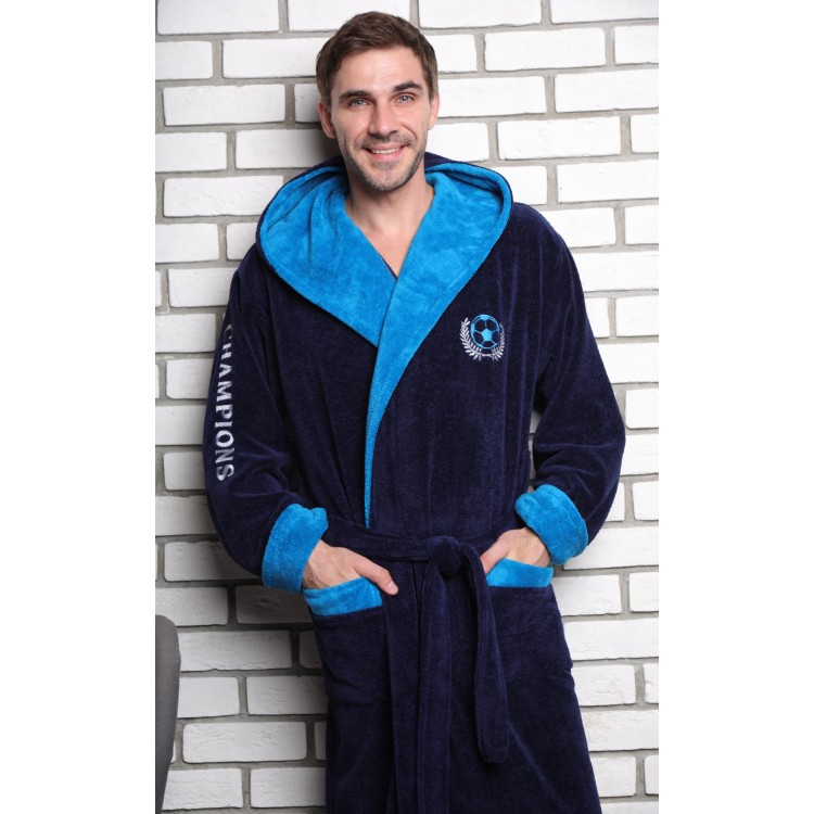 Мужской спортивный халат с капюшоном CHAMPION blue, Five Wien