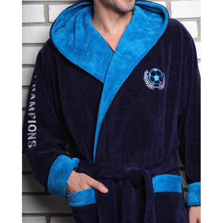 Мужской спортивный халат с капюшоном CHAMPION blue, Five Wien Мужской спортивный халат с капюшоном CHAMPION blue, Five Wien
