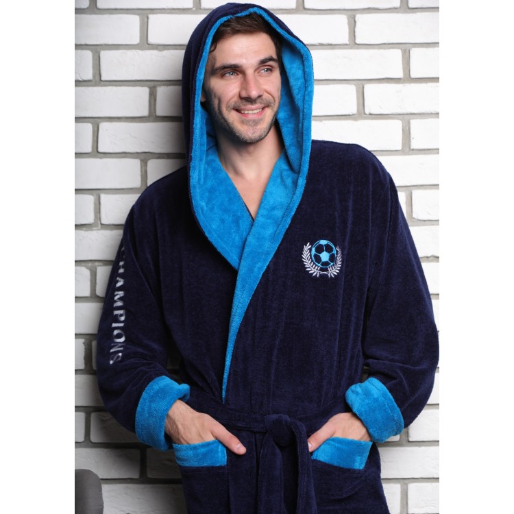 Мужской спортивный халат с капюшоном CHAMPION blue, Five Wien Мужской спортивный халат с капюшоном CHAMPION blue, Five Wien