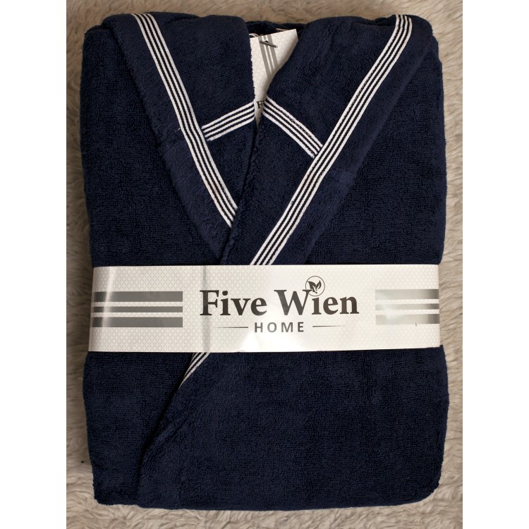 Мужской халат из микрокоттона с капюшоном CAMBRIDGE-blue, Five Wien