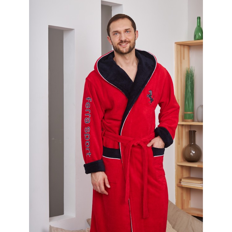 Махровый мужской халат FERRA SPORT - red, Five Wien