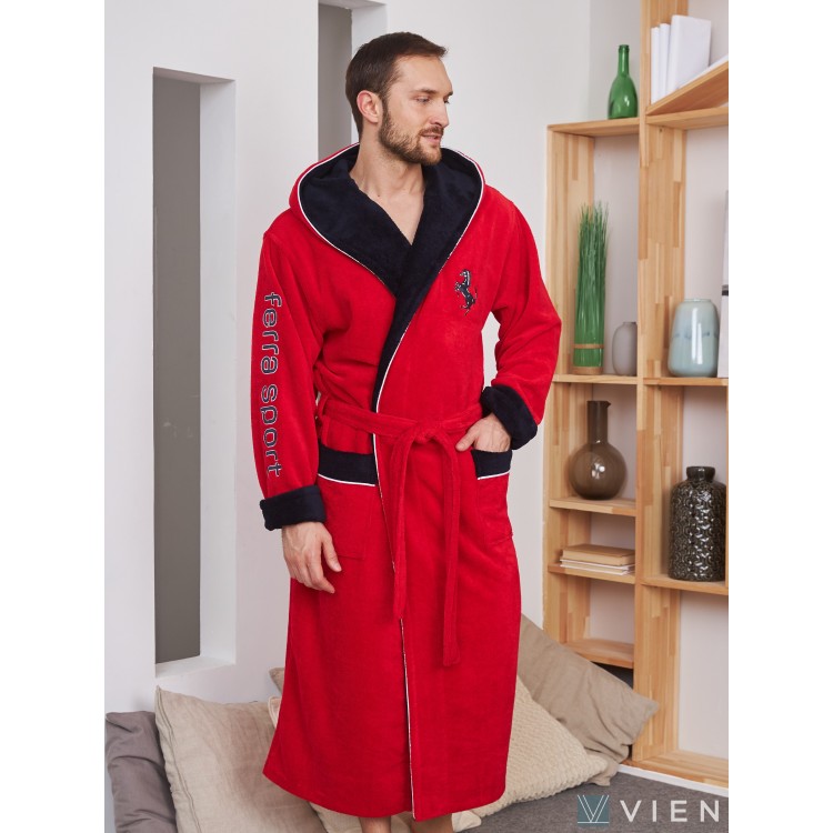 Махровый мужской халат FERRA SPORT - red, Five Wien