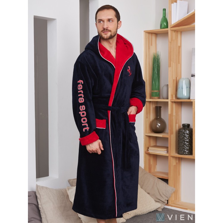 Махровый мужской халат FERRA SPORT - navy, Five Wien