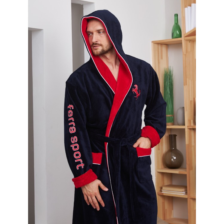 Махровый мужской халат FERRA SPORT - navy, Five Wien
