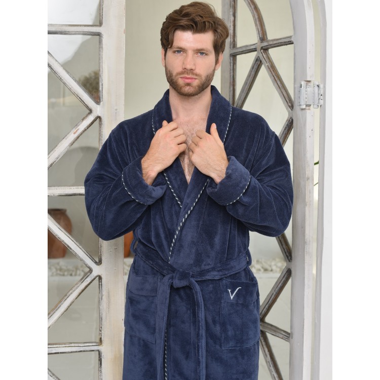 Мужской бамбуковый халат HERMES (Denim), Five Wien