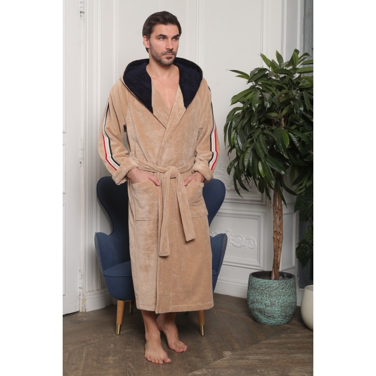 Мужской бамбуковый халат с капюшоном Homme Infini-beige, Five Wien
