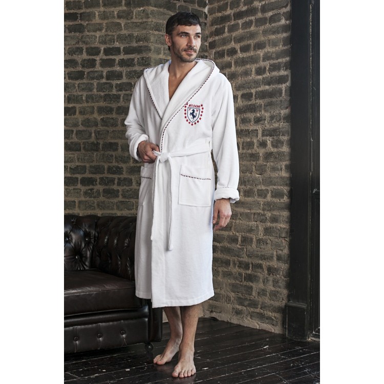 Мужской спортивный халат с капюшоном Milano white, Five Wien