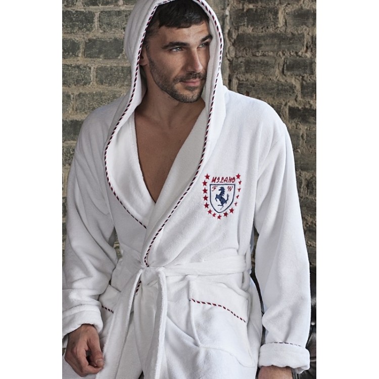 Мужской спортивный халат с капюшоном Milano white, Five Wien