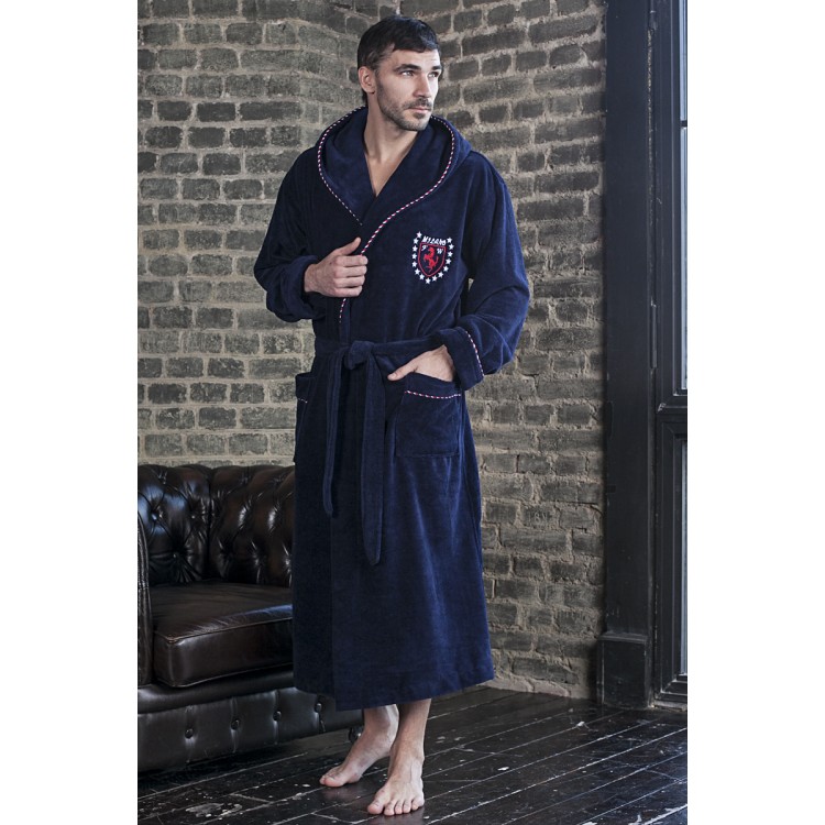 Мужской спортивный халат с капюшоном Milano blue, Five Wien