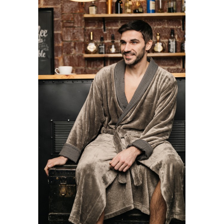 Длинный мужской халат из микрофибры MANHATTAN-beige, Five Wien