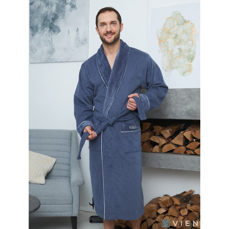 Халат мужской махровый MARK II - denim, Five Wien